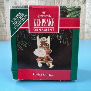 Hallmark Keepsake Ornament Loving Stitches Handcrafted Hand Painted Dated 1991